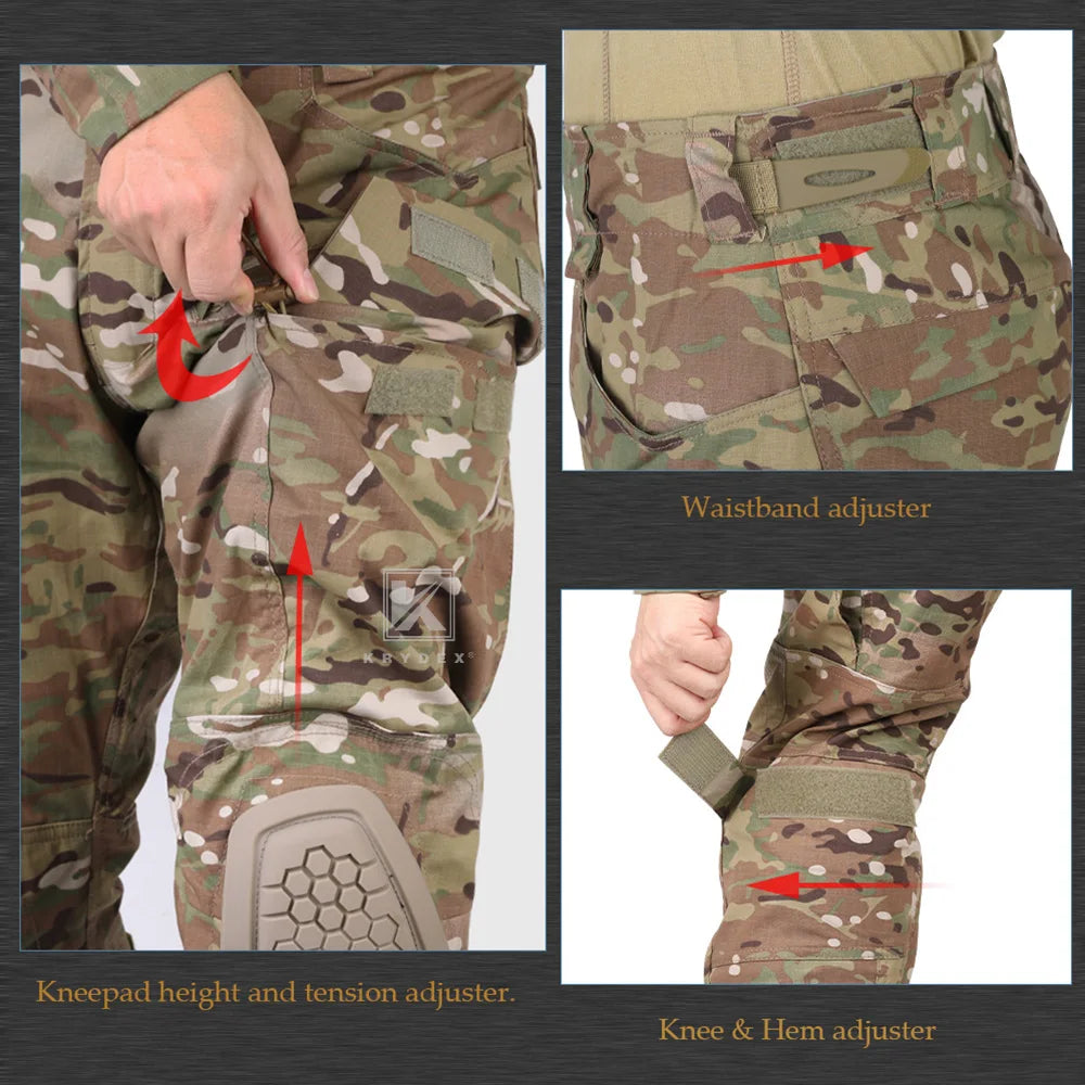 KRYDEX Tactical Combat Pants Assault Men Battlefield Combat Trousers Uniform & Knee Pads For Shooting Hunting Airsoft Gear
