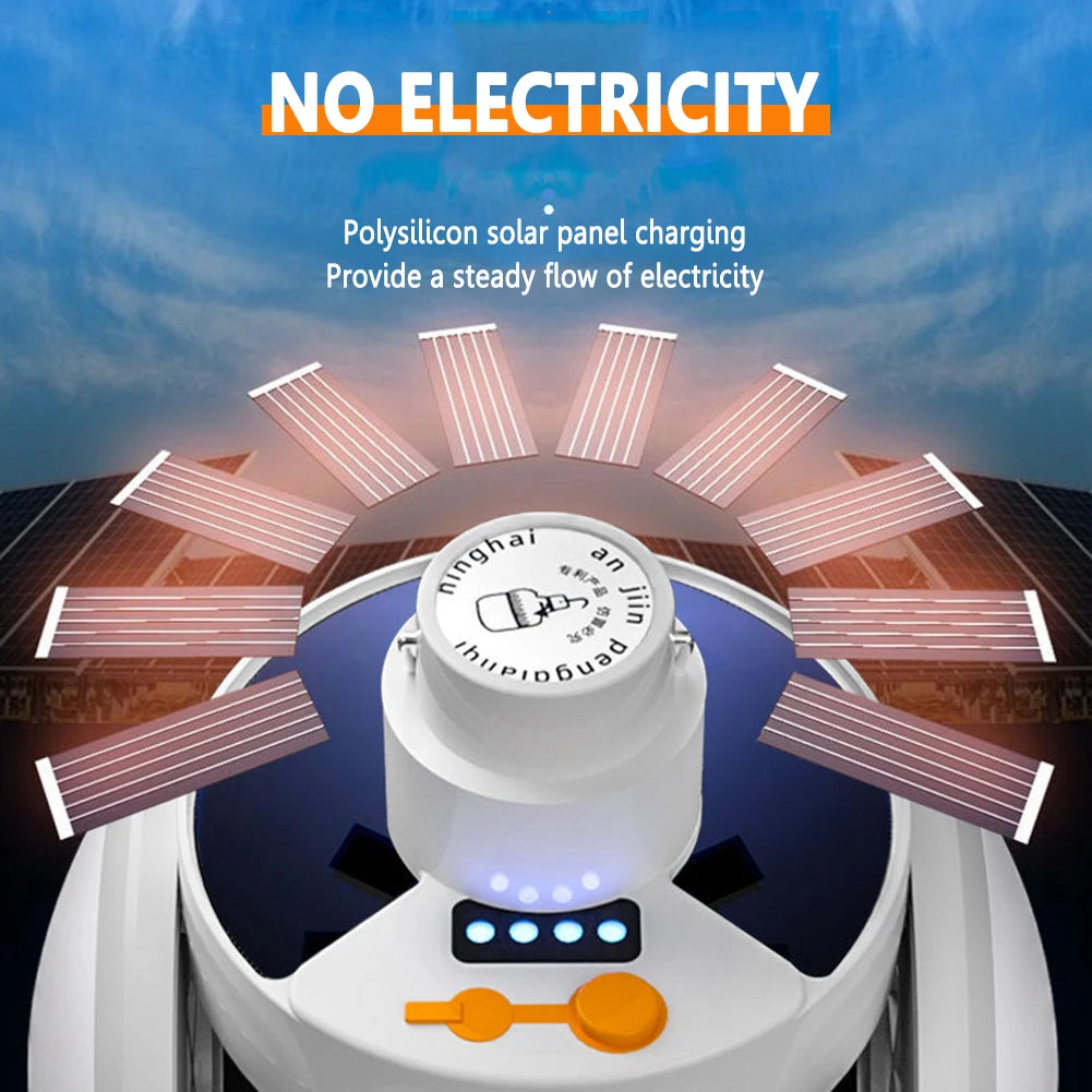 LED Solar Camping Light Bulb Rechargeable Flashlight Night Lamp Camping Supplies 5 Gears Adjustable Portable Lantern