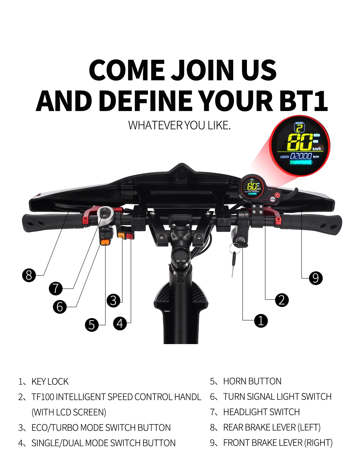 SONGZO BT1 adult electric scooter, 1400W*2 motor,60v 30Ah,folding E-scooter,11 inch tire E-Mountain Scooter