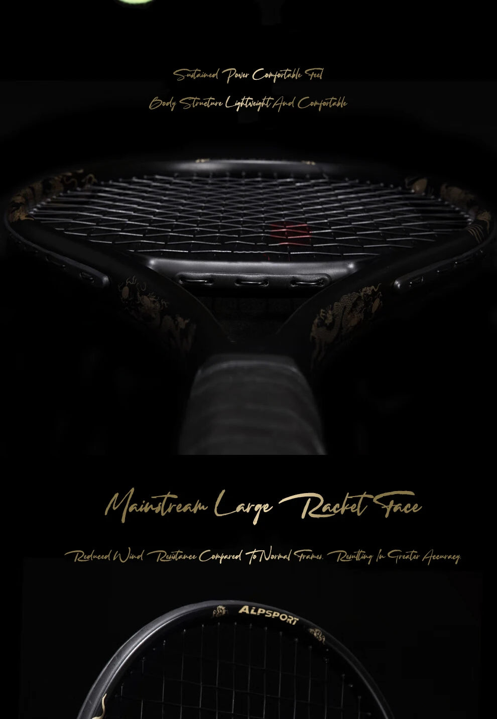 ALPSPORT JL 27-inch strong and durable 4 3/8-inch grip carbon fiber tennis racket suitable for students and teenagers