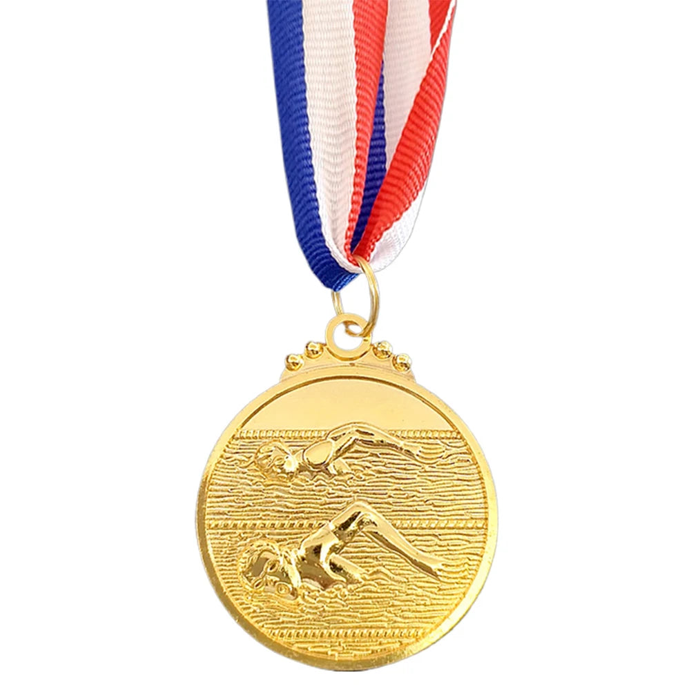 10-30PCS Swimming Medal Competition Awards with Neck Ribbon Metal 5cm Winner Medals Gold/Silver/Bronze Medal for Competitions