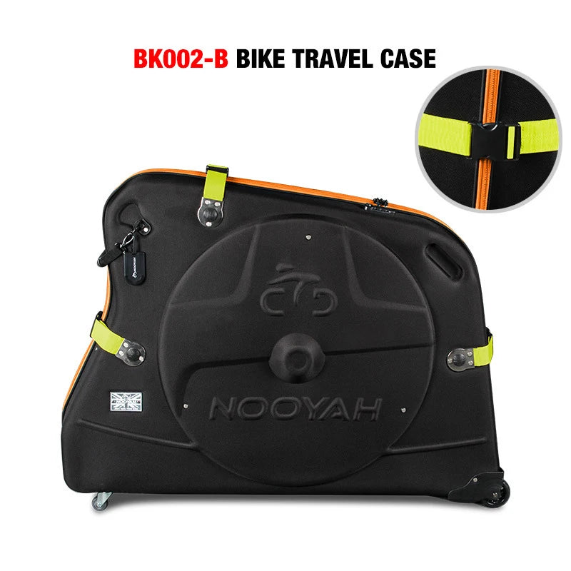 NOOYAH Bike Travel Case Bicycle Transport Bag EVA Case MTB Road Bike Accessories Hardshell Round Trip Suitcase Bike Travel Tools