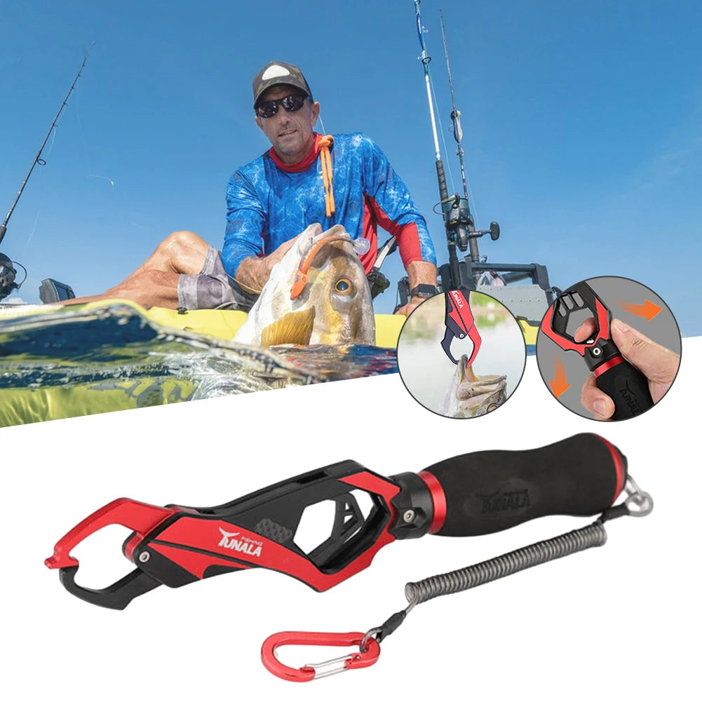 Multifunctional Fish Grip Fish Lip Gripper Aluminum Alloy Fishing Pliers One Hand Operation Anti Slip Fishing Grab Tool