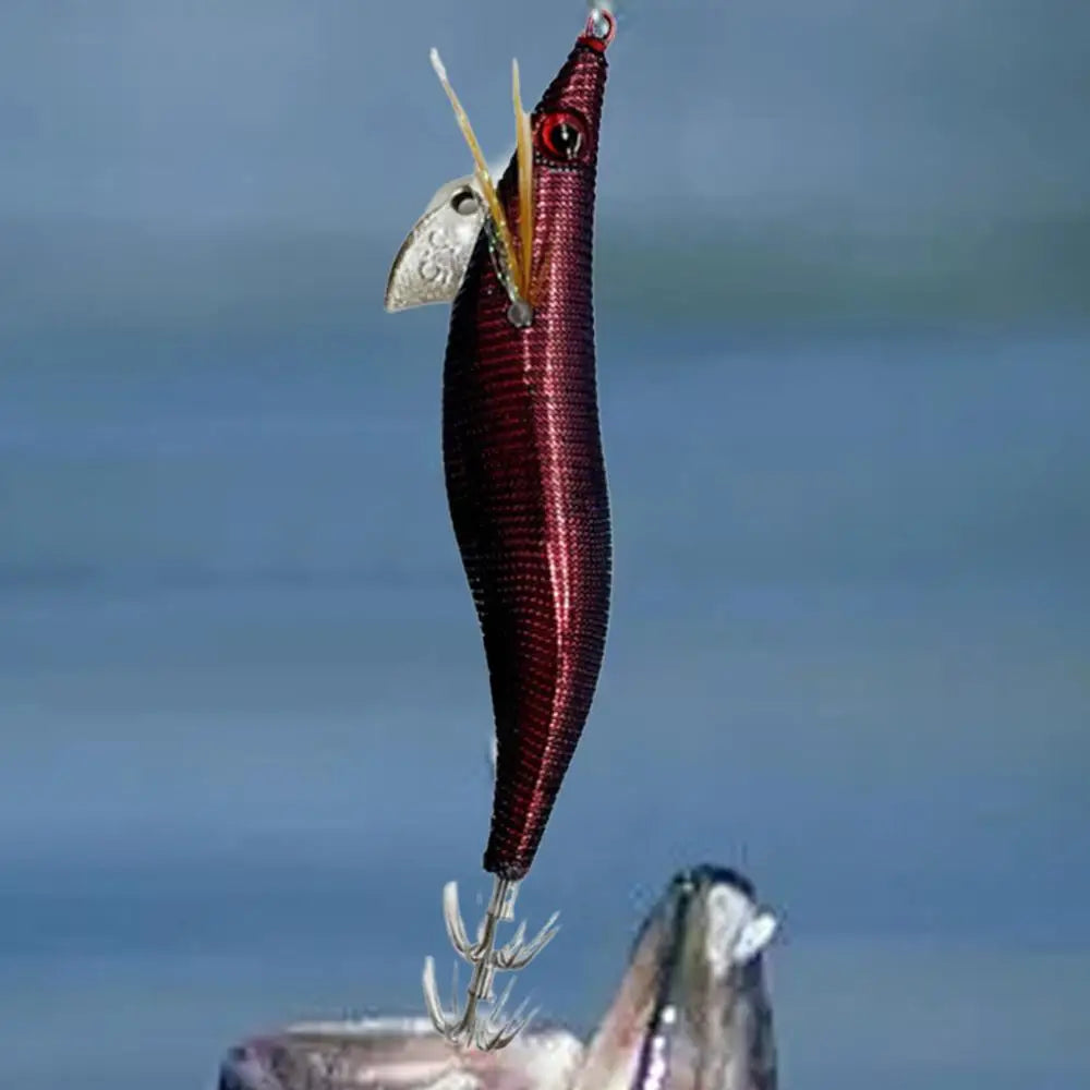 Wooden Shrimp Squid Hook Fluorescent Artificial Fishing Baits Realistic Simulation Fish Luring Tools For Sea Freshwater