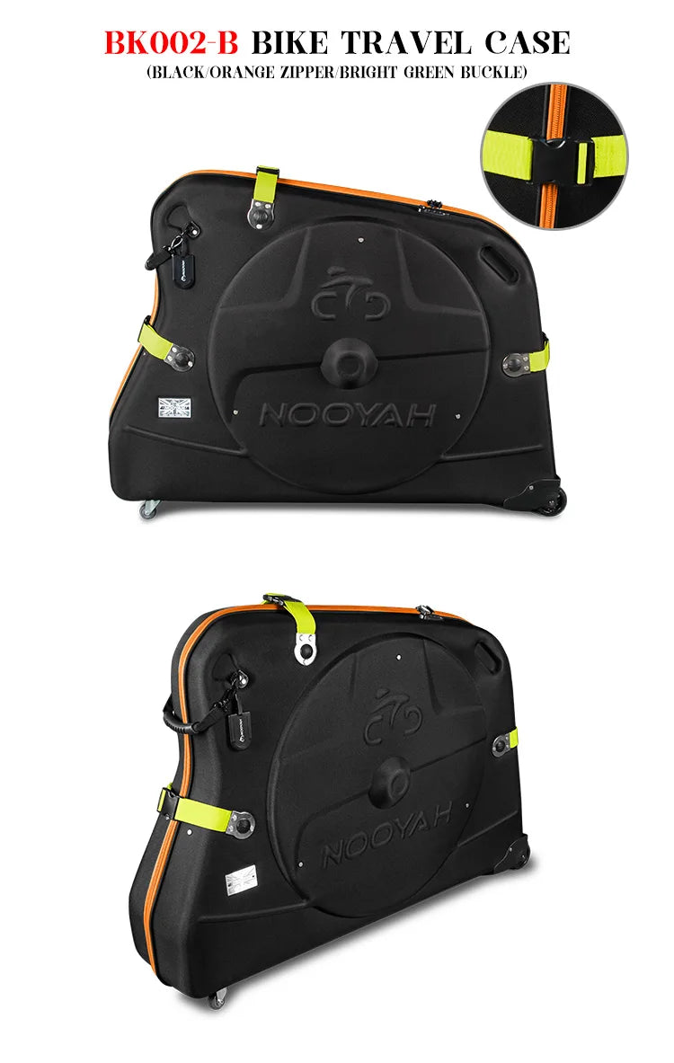 NOOYAH Bike Travel Case Bicycle Transport Bag EVA Case MTB Road Bike Accessories Hardshell Round Trip Suitcase Bike Travel Tools