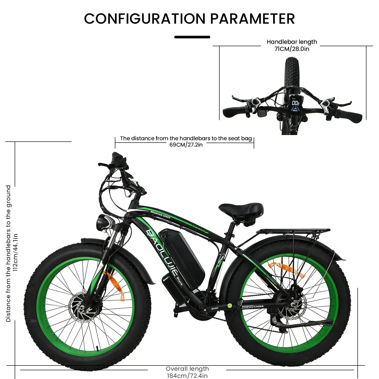 for 2000W dual motor 48V 20AH 26*4.0 fat tire hydraulic brake soft tail frame large front fork color instrument electric bicycle