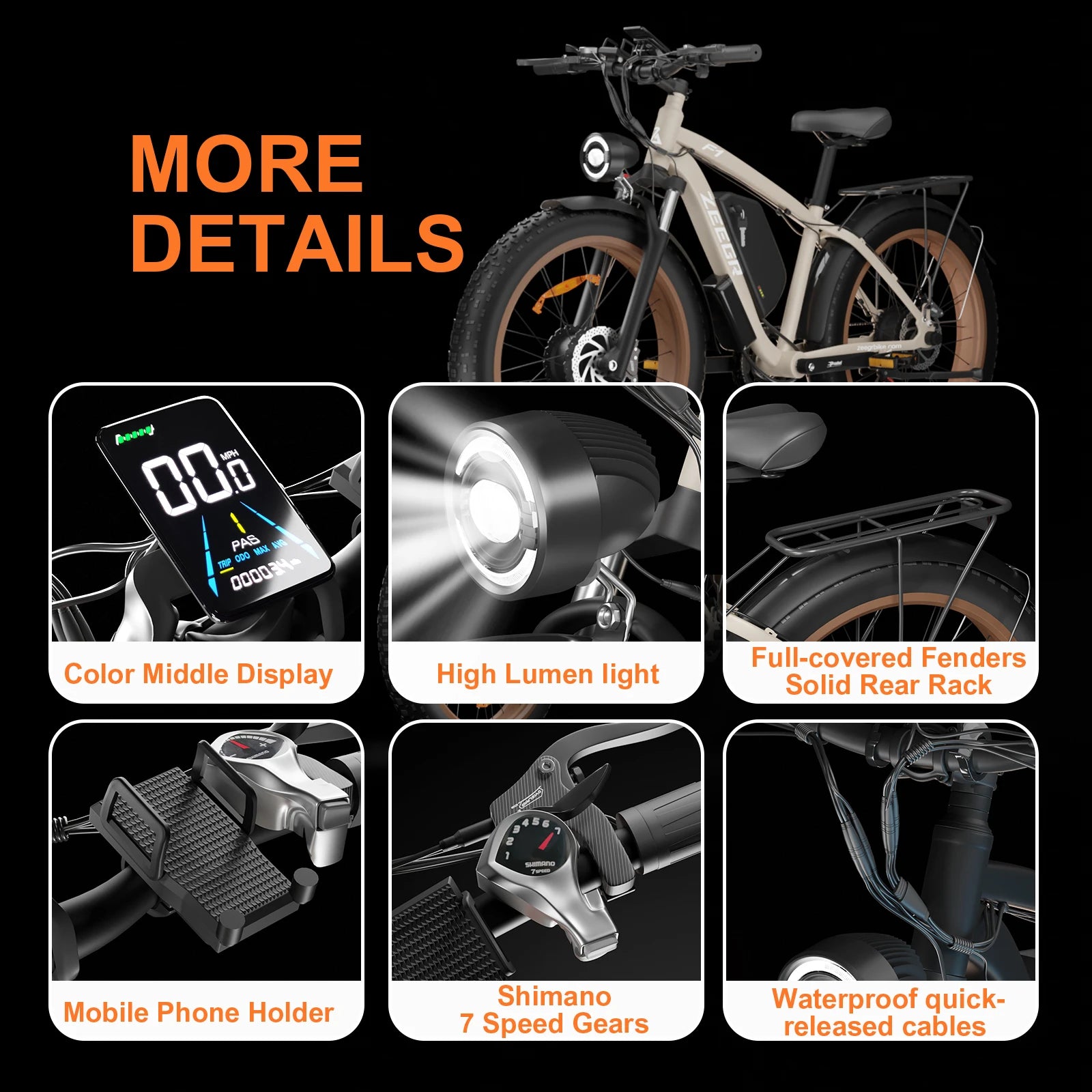 Zgeer F1 48v 2000w ebike full suspension power bicycle with ce 26 inch fat tire hidden dual battery snow beach electric  bike