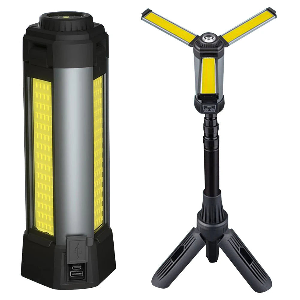 6000mAh LED Work Light with Stand Cordless Work Light with COB Dimmable Work Light Telescopic for Outdoor Camping