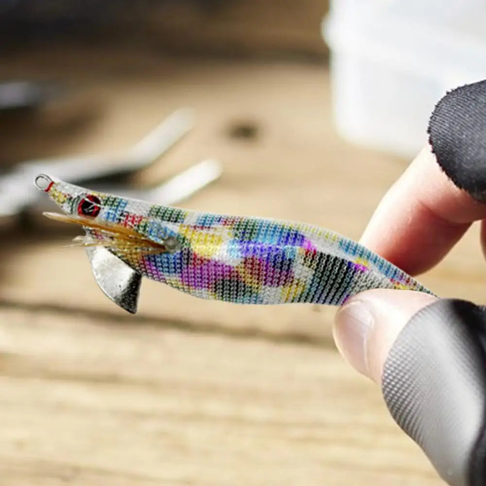 Wooden Shrimp Squid Hook Fluorescent Artificial Fishing Baits Realistic Simulation Fish Luring Tools For Sea Freshwater