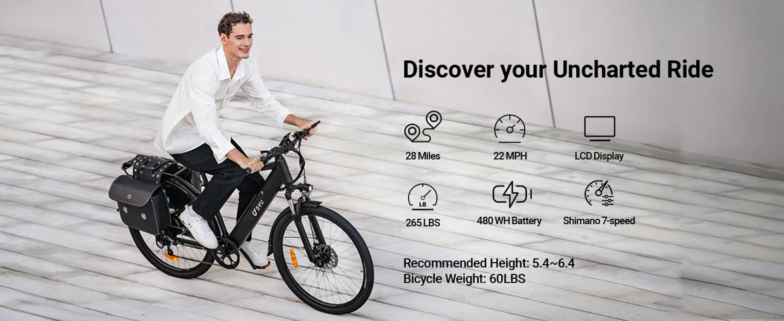 DYU C5 Adult City Electric Bike, Brushless Motor, Built-in Lithium Battery, 350 Inch, 48V, 10Ah, 27.5W