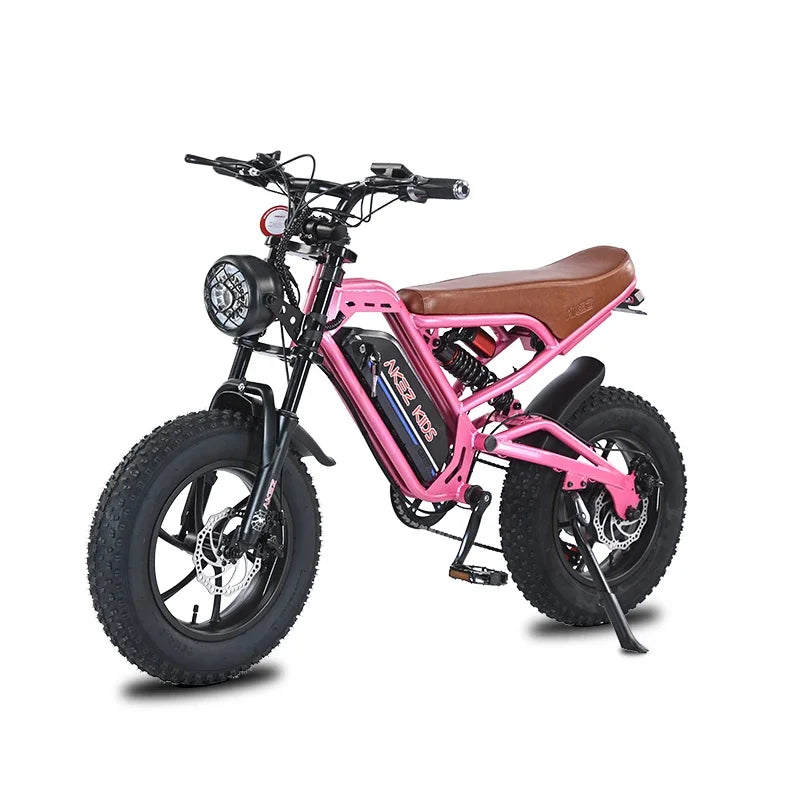 AKEZ 16inch Fat Tire electric bike kids to ride 350W Motor 36V 16AH Battery Full Suspension retro Electric Mountain Bicycle