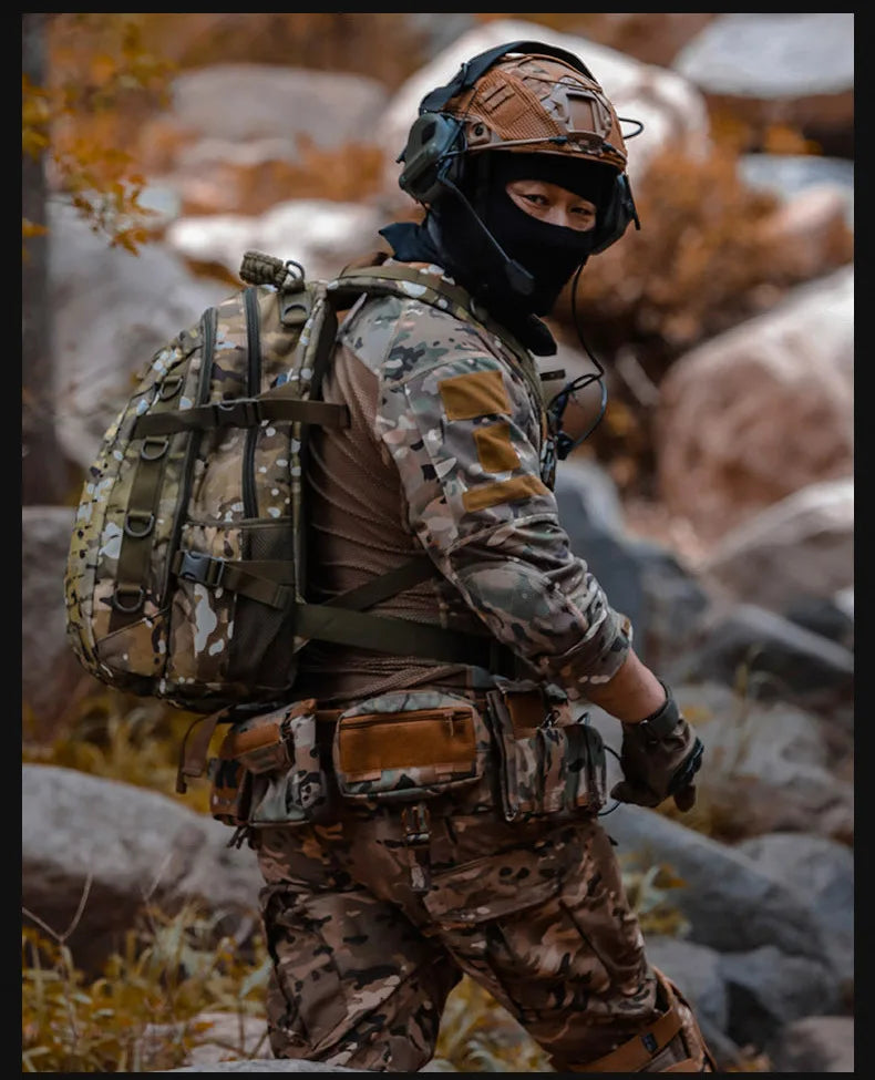 Oulylan Outdoor Traveling Waterproof Trekking Fishing Hunting Climbing Bag Male Camo Backpack Camping Men  Rucksack