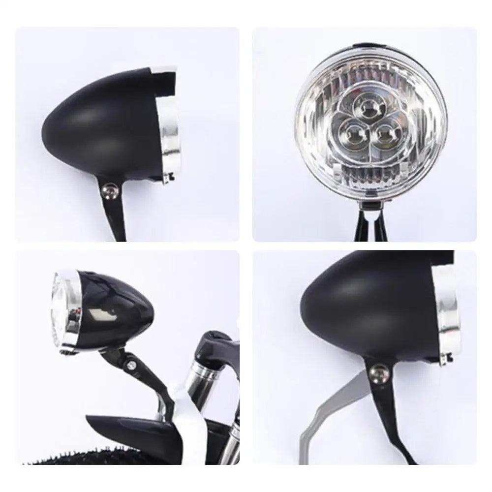 Bicycle Headlight 3 LED Vintage Ultra Bright Flashlight Light Lamp Bike Front Light Safe Abs Plastic Shell Retro Led Lamp