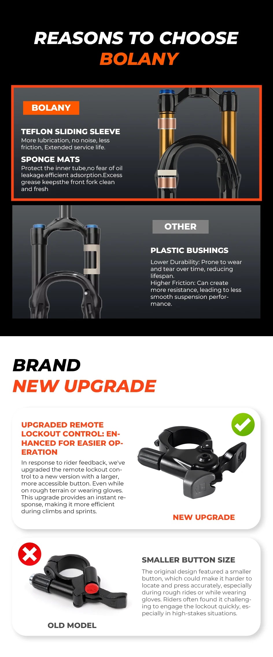 BOLANY Bike Air Fork 27.5/29inch 120mm Travel Oil Air Suspension Lightweight Magnesium Alloy Quick Release Bicycle Fork