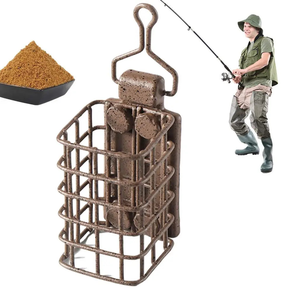 Catfish Bait Holders European Style Fishing Bait Thrower Square Carp Bait Holder Fishing Feeder Basket For Fishing Accessories