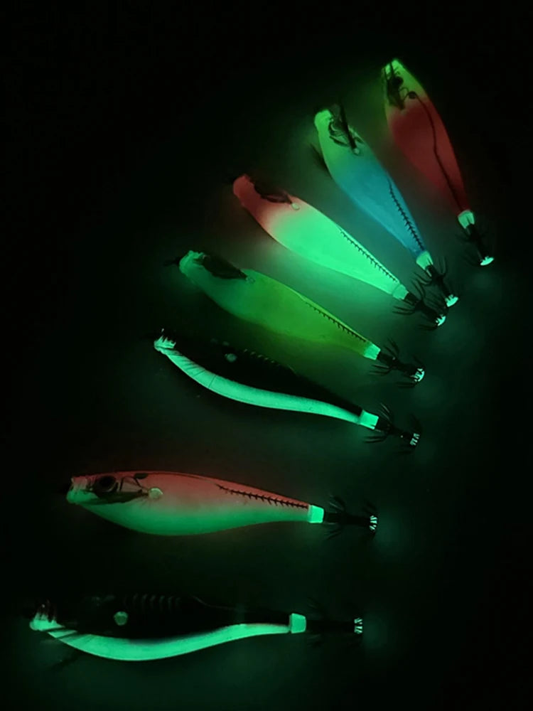 1-3Pcs 110mm 10.5g Fluorescent Fishing Lure Built-In Bead Luminous Jigging Bait Glow In Dark Artificial Squid Hook Jigs Tackle