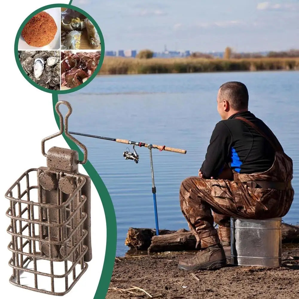 Catfish Bait Holders European Style Fishing Bait Thrower Square Carp Bait Holder Fishing Feeder Basket For Fishing Accessories