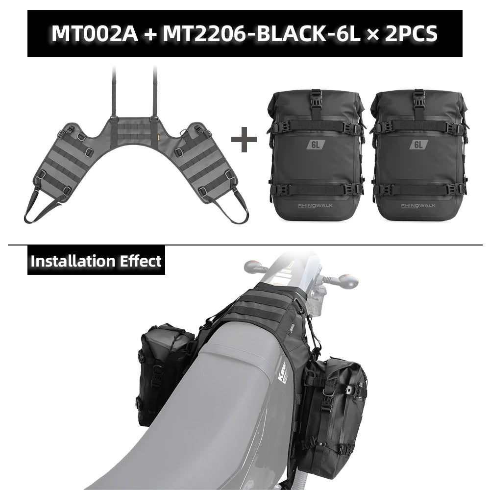Rhinowalk Motorcycle Side Bag With Base Waterproof 6L/8L/10L/15L Motor Rear Seat Bag Rack Motocross Storage Backpack