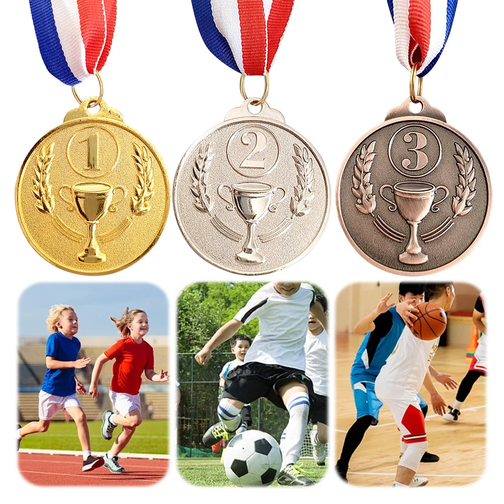 Gold Silver Bronze Medal Gold Silver Bronze Prizes Award Soccer Football Medals for Championship Cheerleading Sports Competition