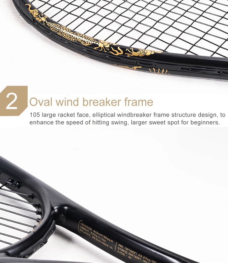 ALPSPORT JL T800 Carbon Fiber Tennis Racket 18K, Professional Training Racket with Bag & Adjustable Strap (Men & Women)