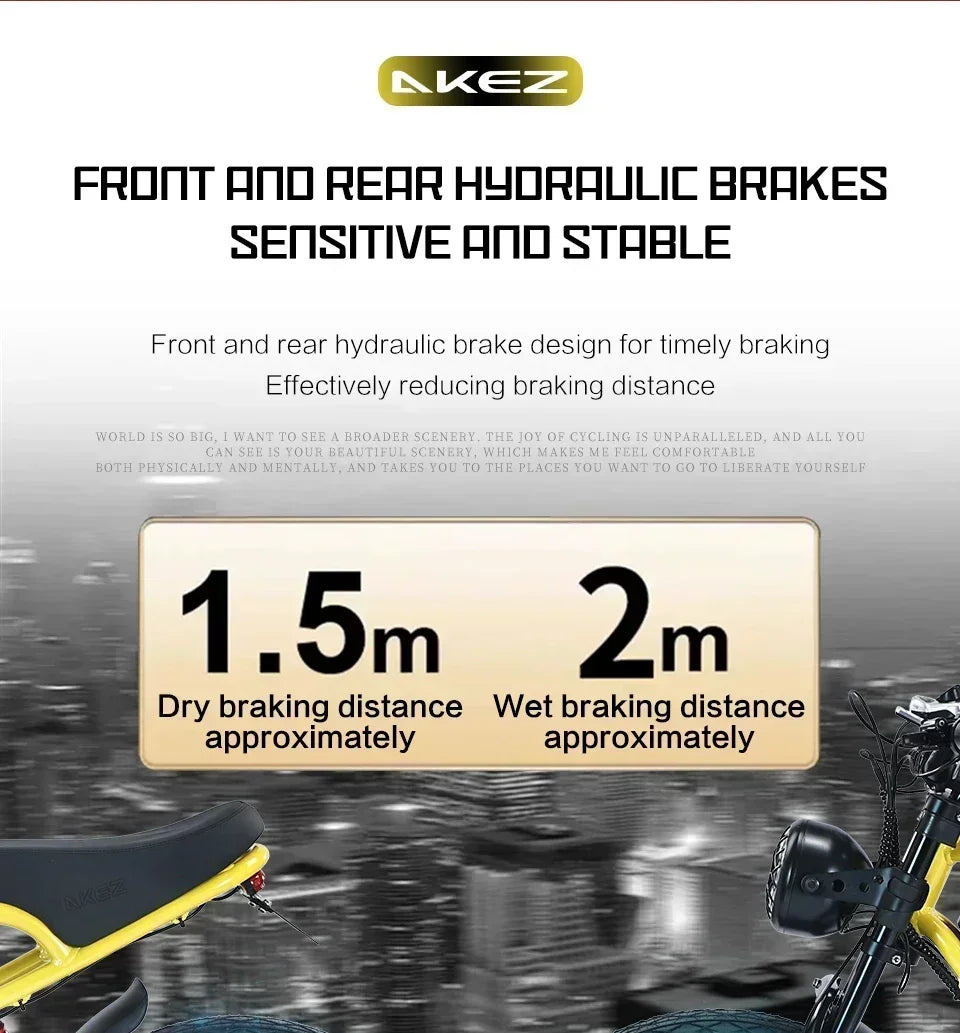 Ebike 2025AKEZ 1500W 48V 18AH Electric Bicycle Full Suspension Removable Battery Fat Tire Hydraulic Brake Adult Electric Bicycle