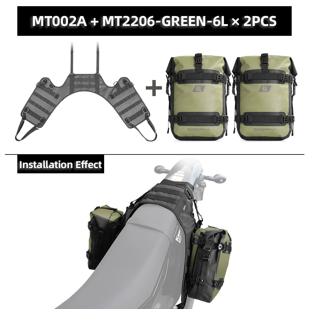 Rhinowalk Motorcycle Side Bag With Base Waterproof 6L/8L/10L/15L Motor Rear Seat Bag Rack Motocross Storage Backpack