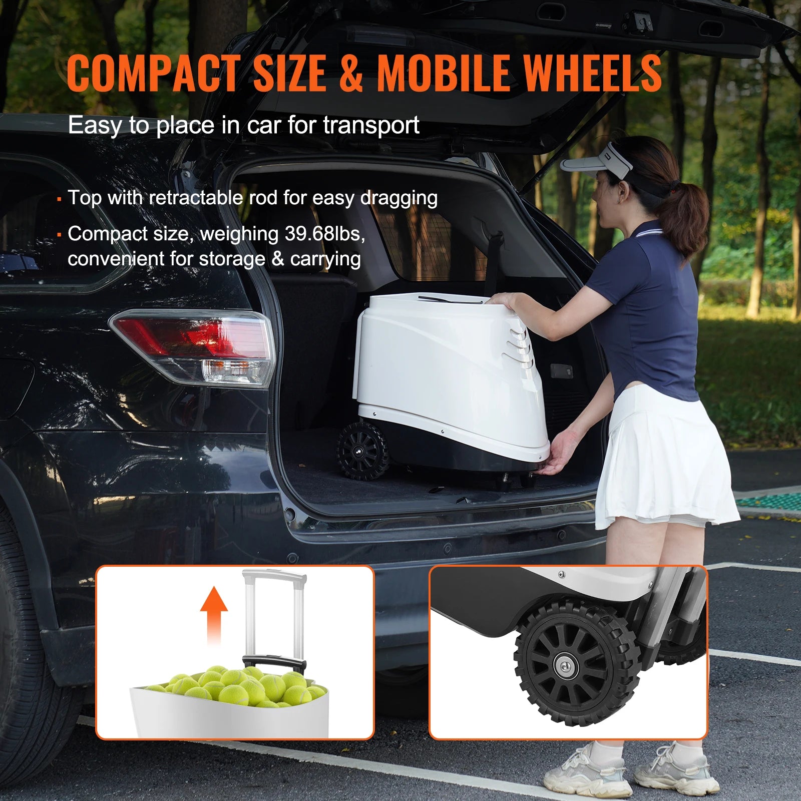 VEVOR Tennis Ball Machine Automatic Portable Launcher Multi-Mode Drills 2+ Hours Play Rechargeable Battery App Remote Control