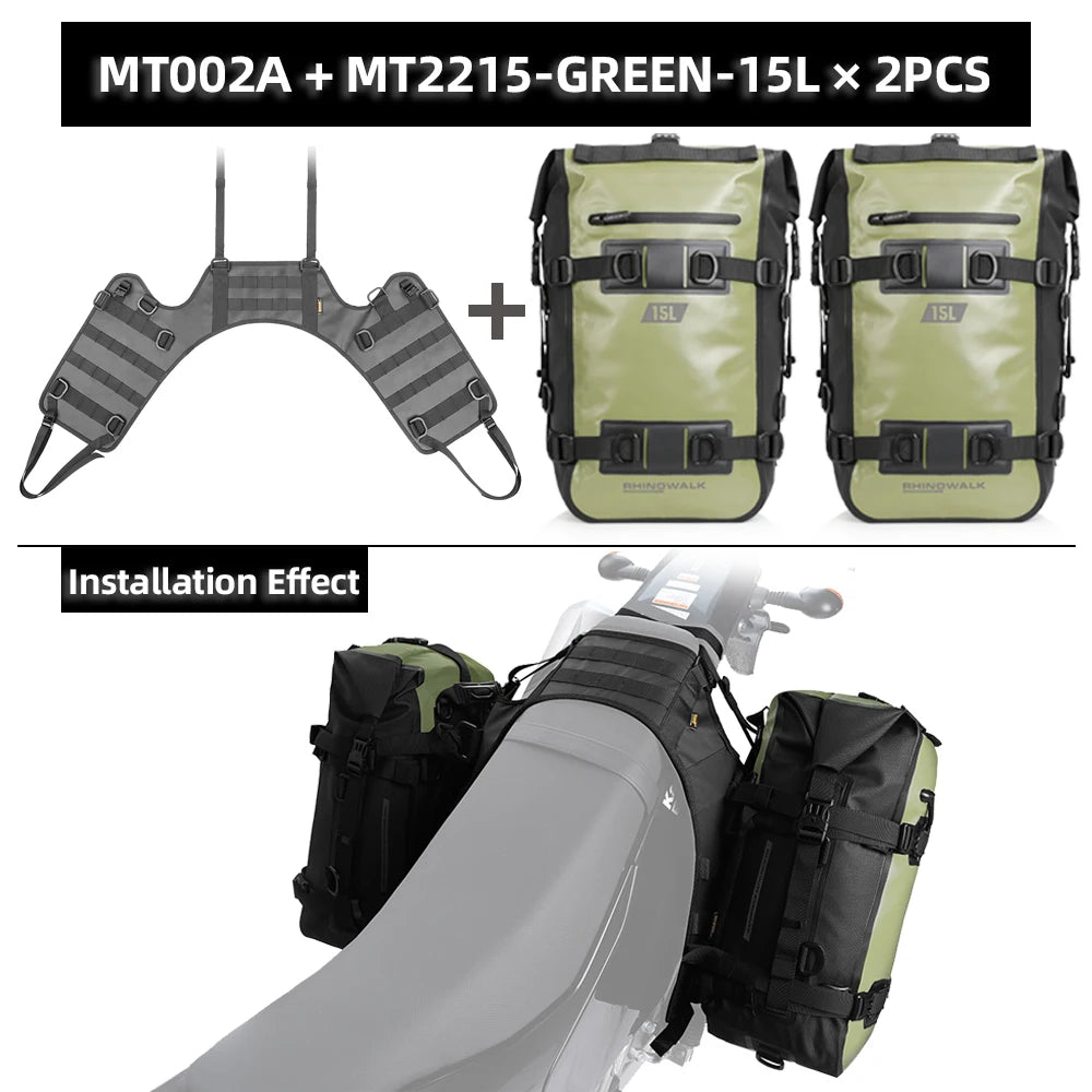 Rhinowalk Motorcycle Side Bag With Base Waterproof 6L/8L/10L/15L Motor Rear Seat Bag Rack Motocross Storage Backpack