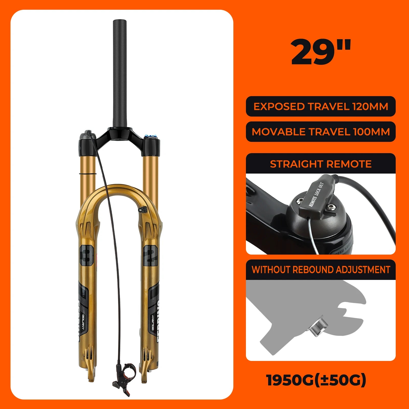 BOLANY Bike Air Fork 27.5/29inch 120mm Travel Oil Air Suspension Lightweight Magnesium Alloy Quick Release Bicycle Fork