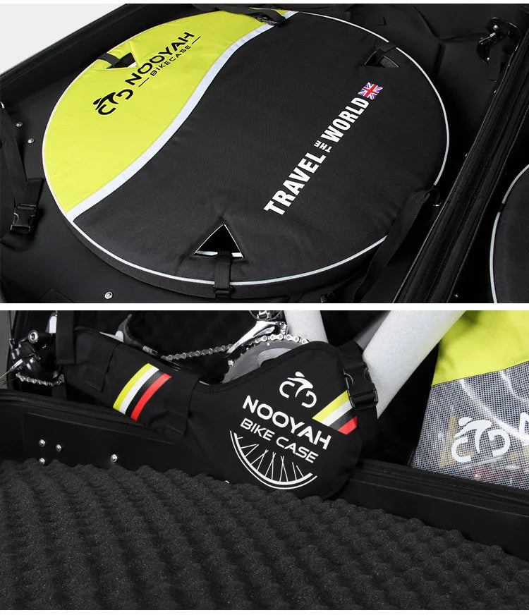 NOOYAH Bike Travel Case Bicycle Transport Bag EVA Case MTB Road Bike Accessories Hardshell Round Trip Suitcase Bike Travel Tools