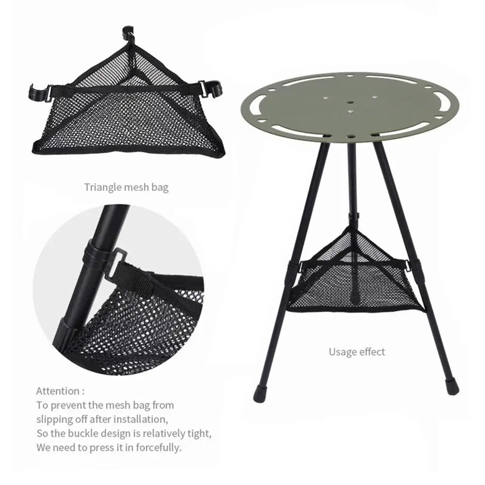 Camping Table Storage Bag Triangular Mesh Bag Portable Outdoor Folding Net Bag Picnic Storage Bag For Backpacking Fishing Trips