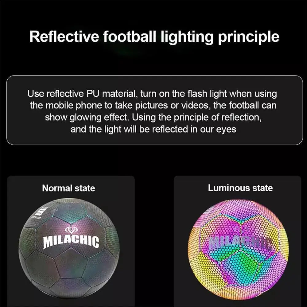 Reflective Soccer Ball Luminous Footballs Night Glowing Soccer 4/5 Ball Light Up Training Football Match Ball For Kids Children