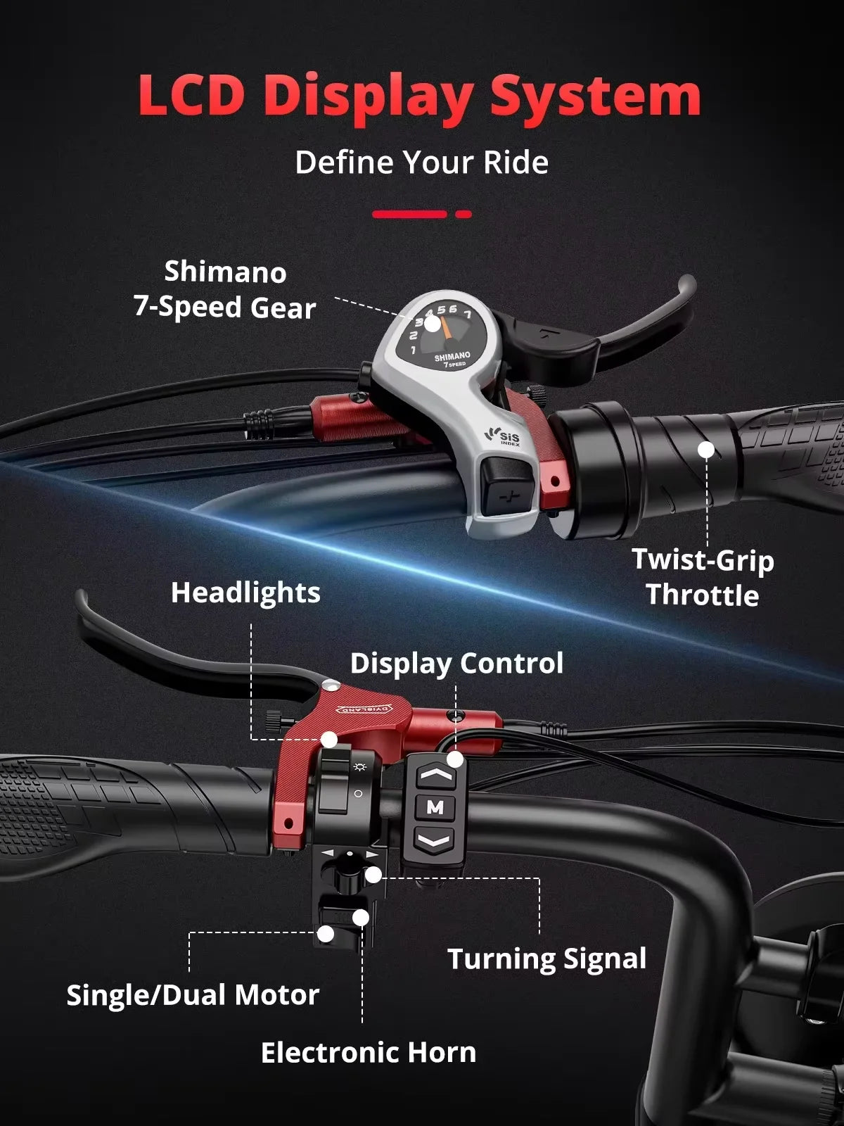 EBIKE S8 Adult Electric Bicycle Men2000W Dual Electric Motor Bicycle 48V 25AH Battery 20