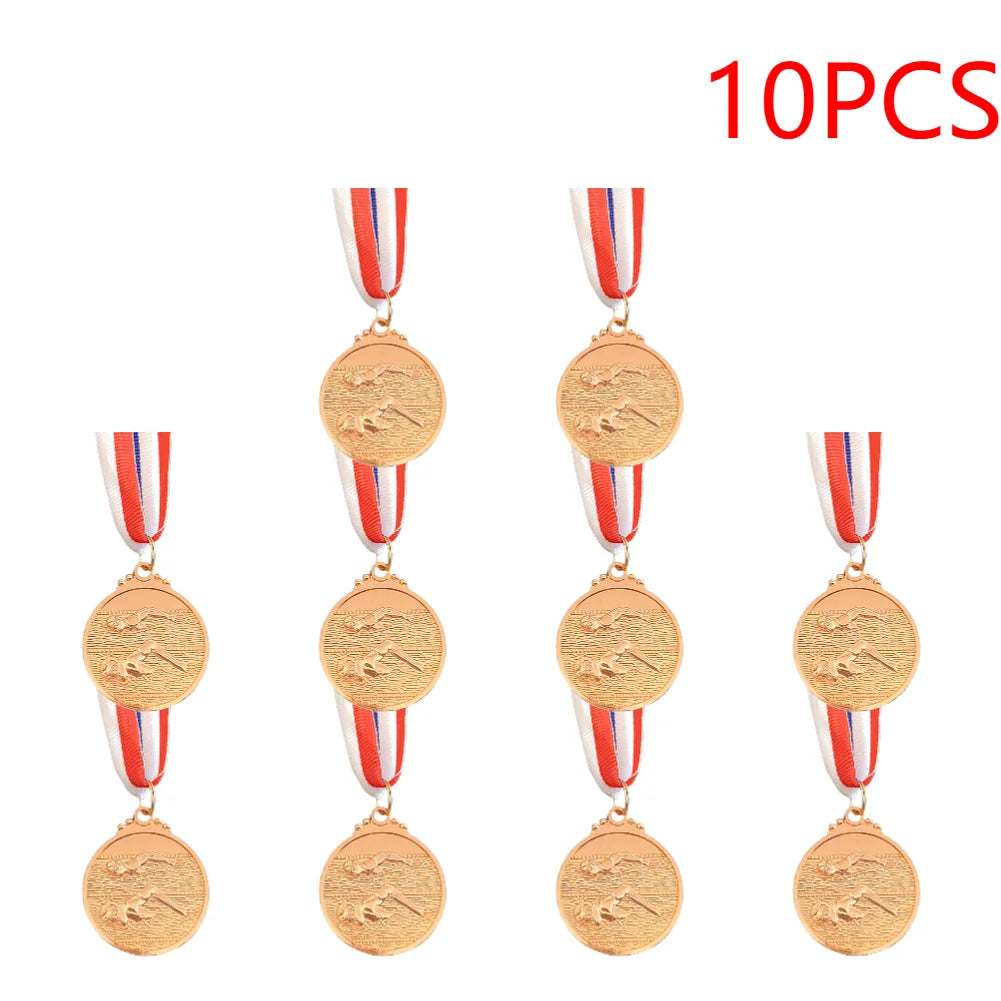 10-30PCS Swimming Medal Competition Awards with Neck Ribbon Metal 5cm Winner Medals Gold/Silver/Bronze Medal for Competitions