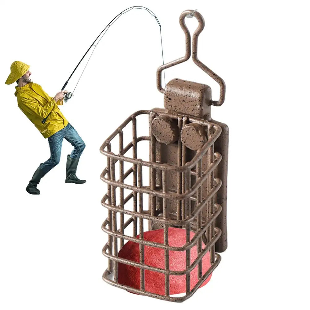 Catfish Bait Holders European Style Fishing Bait Thrower Square Carp Bait Holder Fishing Feeder Basket For Fishing Accessories