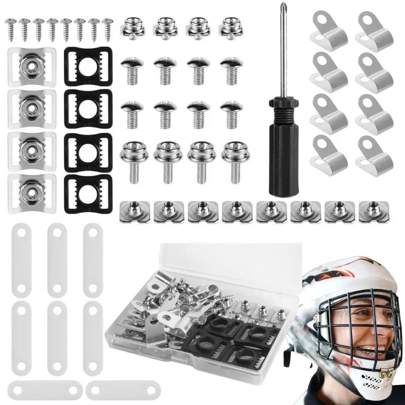 Ice Hockey Helmet Repair Accessories 57pcs Football Baseball Hockey Softball Helmet Repair Kit Replacement screw parts Tools