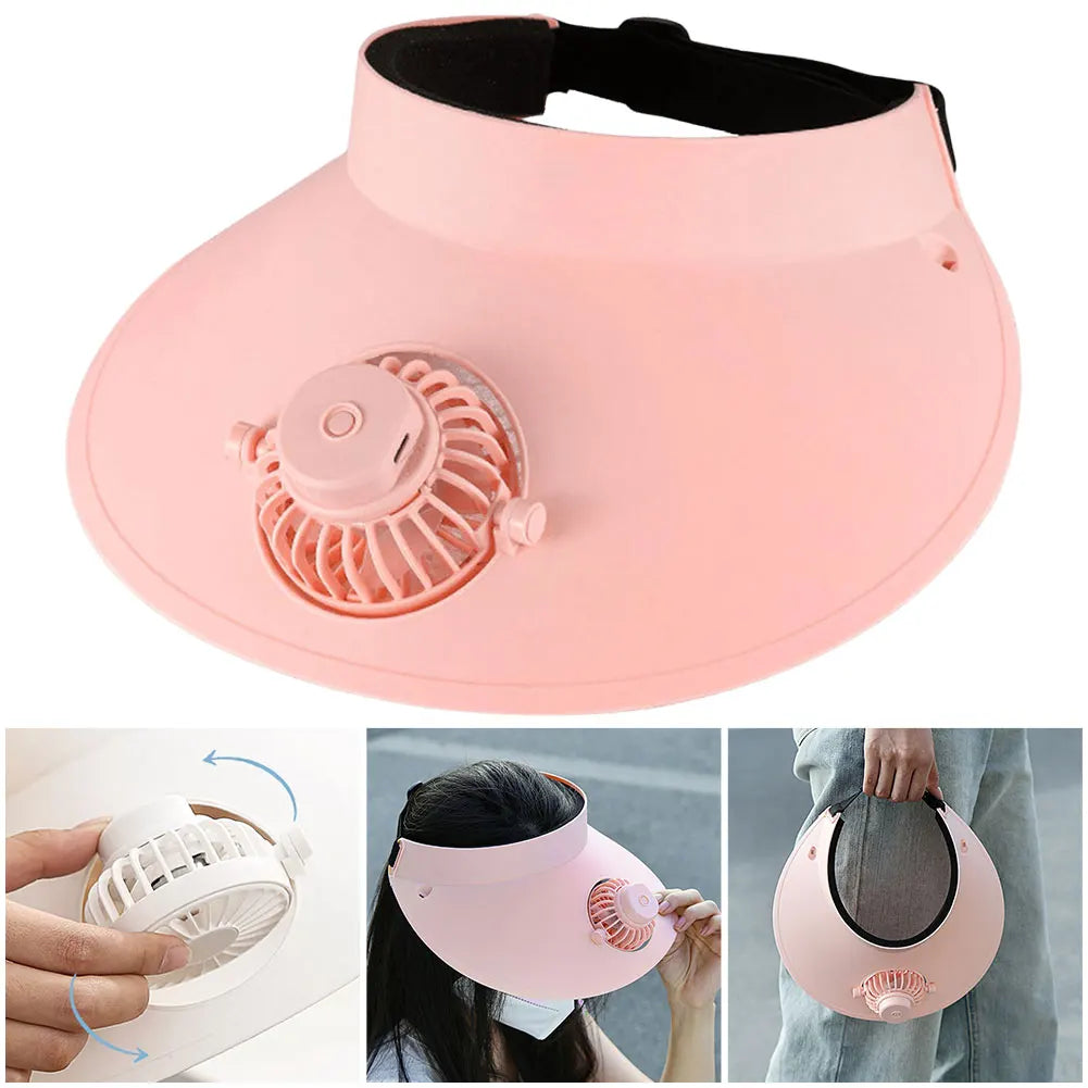 Sun Visor Hat with Fan Three Temp Settings Summer Sun Hats Breathable Cooling Fan Hat for Sun Protection and Outdoor