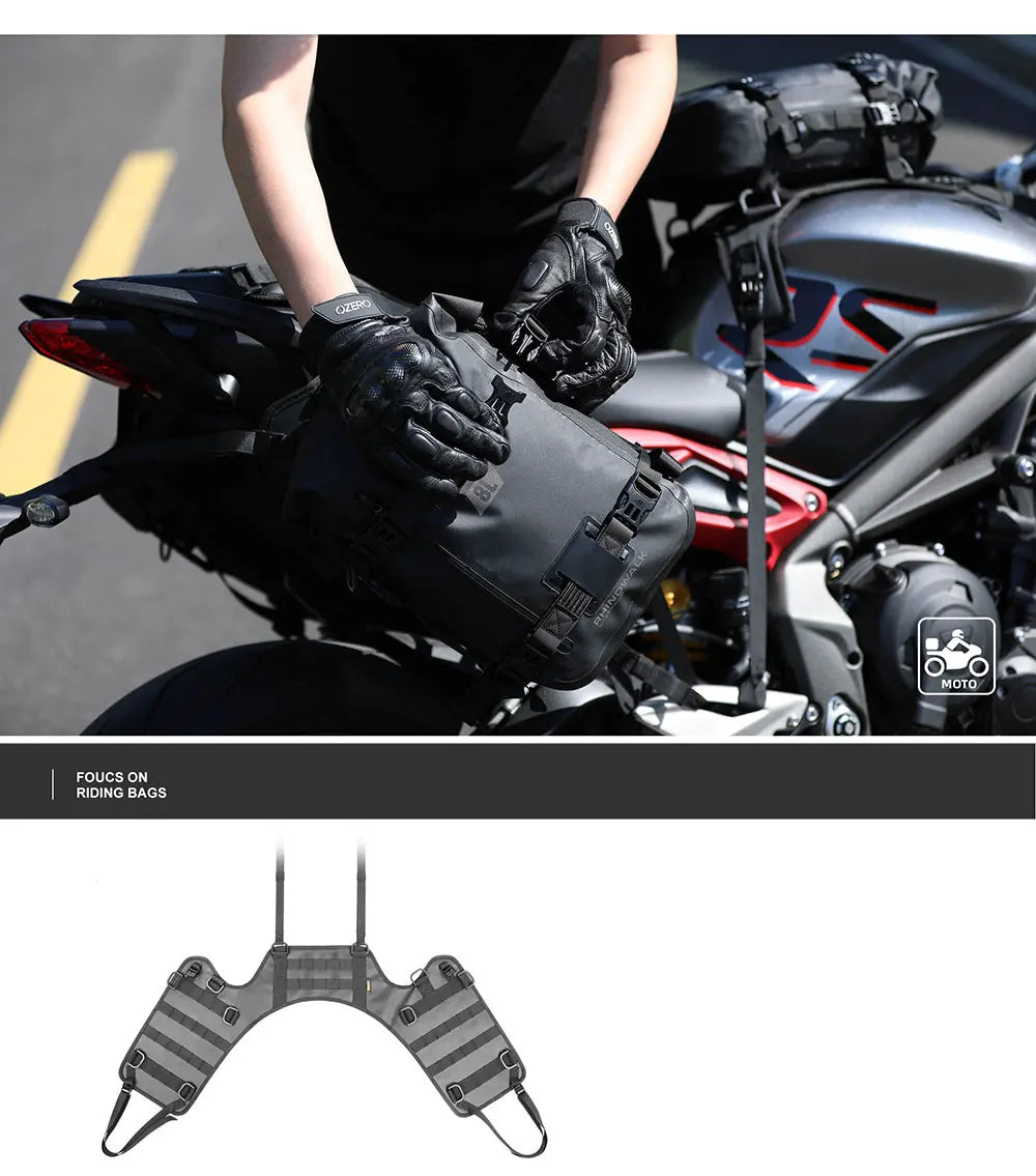 Rhinowalk Motorcycle Side Bag With Base Waterproof 6L/8L/10L/15L Motor Rear Seat Bag Rack Motocross Storage Backpack