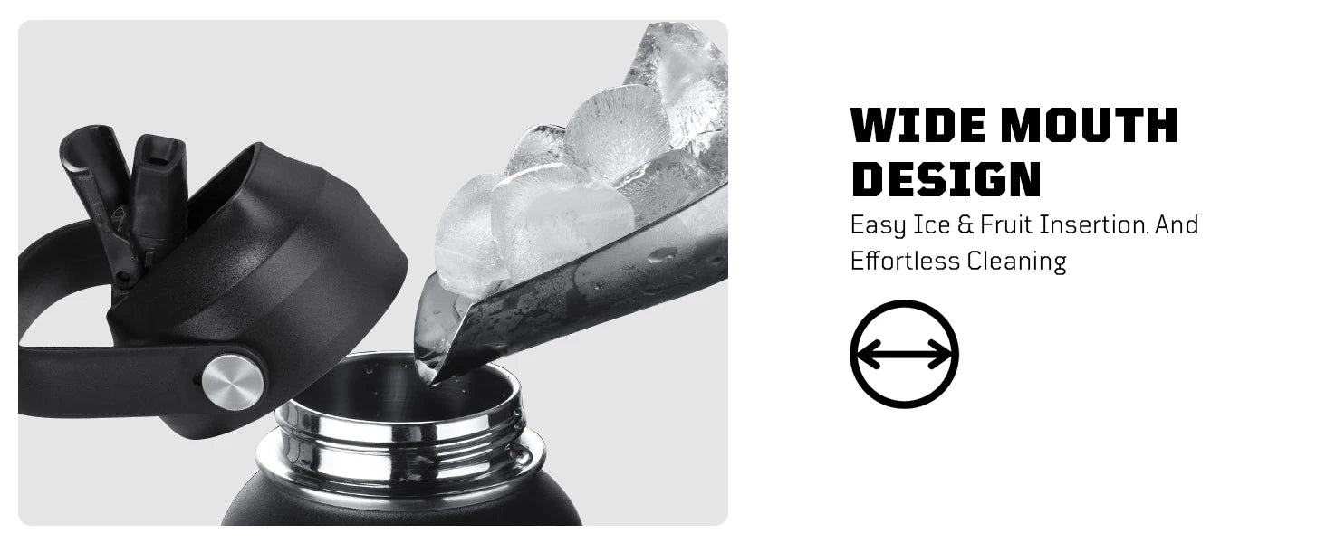 ONETIGRIS 32oz Insulated Water Bottle with Straw, 3 Lids, Sleeve, Leakproof Stainless Steel Thermos for Travel, Hiking, Gym