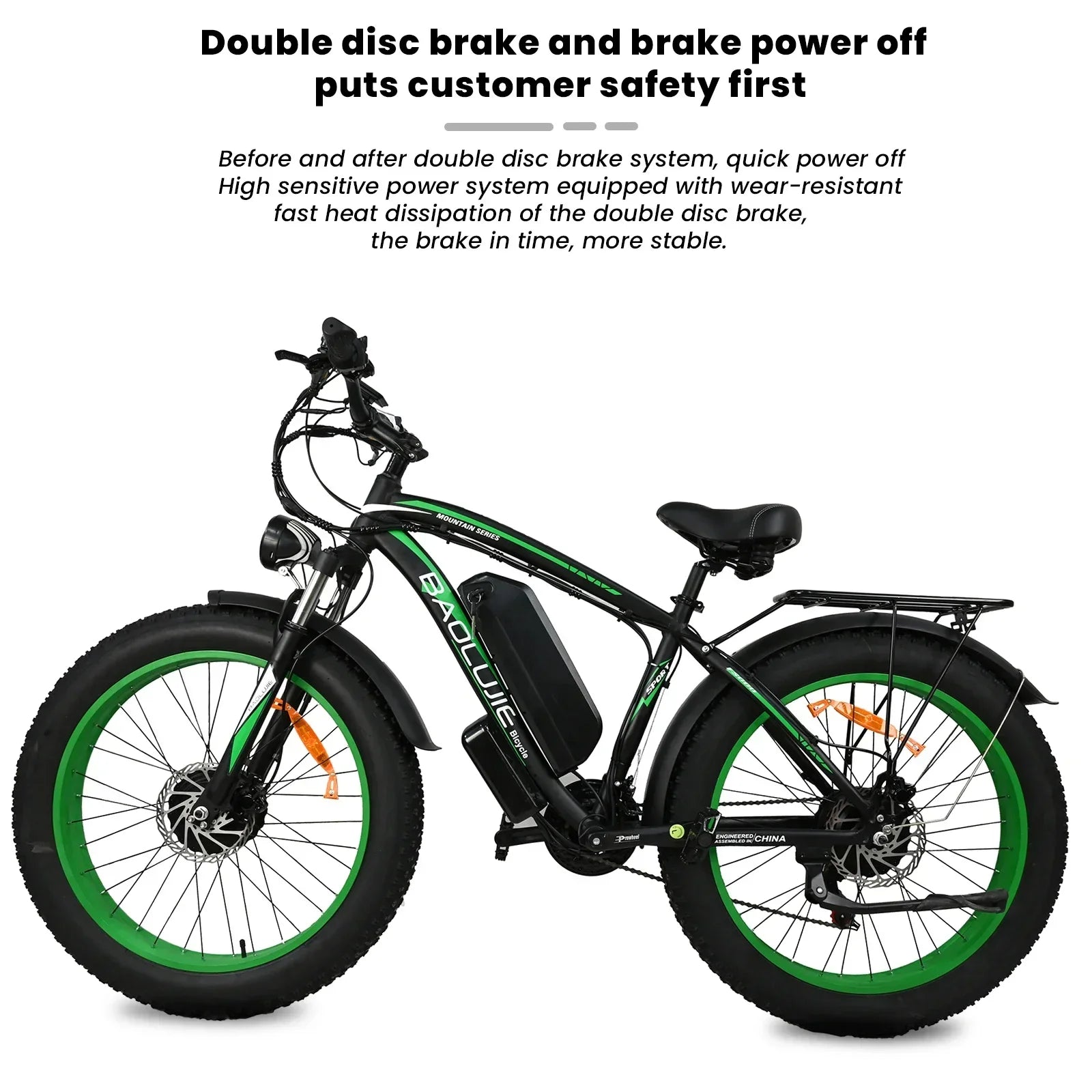 for 2000W dual motor 48V 20AH 26*4.0 fat tire hydraulic brake soft tail frame large front fork color instrument electric bicycle