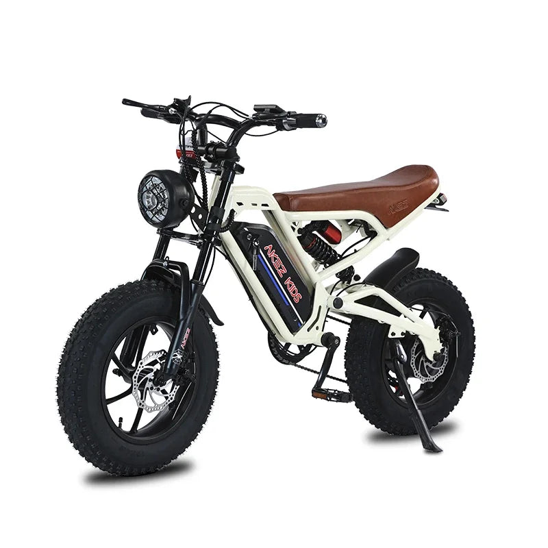 AKEZ 16inch Fat Tire electric bike kids to ride 350W Motor 36V 16AH Battery Full Suspension retro Electric Mountain Bicycle