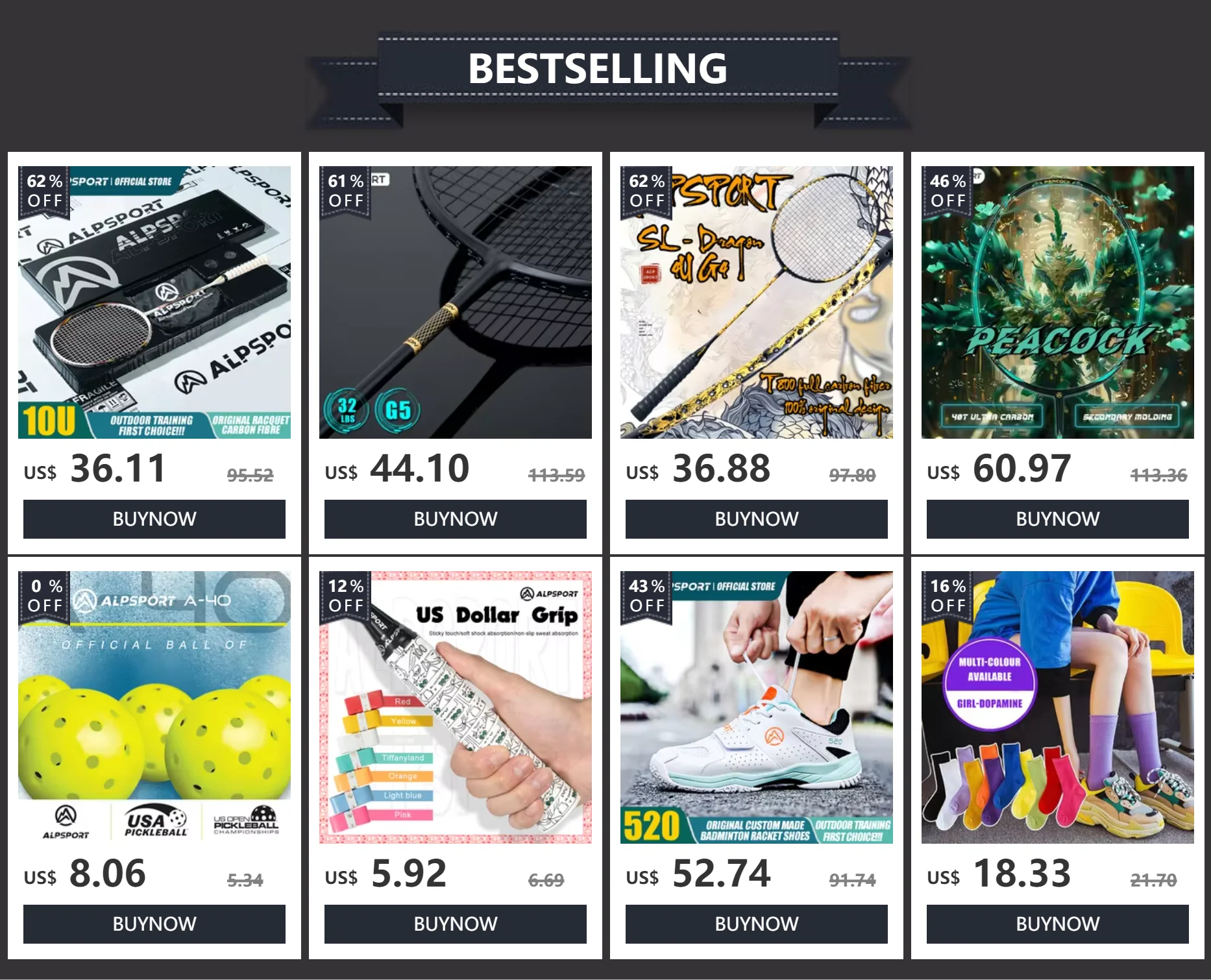 ALPSPORT JL 27-inch strong and durable 4 3/8-inch grip carbon fiber tennis racket suitable for students and teenagers