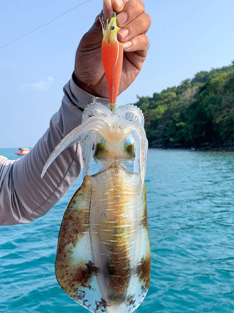 1-3Pcs 110mm 10.5g Fluorescent Fishing Lure Built-In Bead Luminous Jigging Bait Glow In Dark Artificial Squid Hook Jigs Tackle