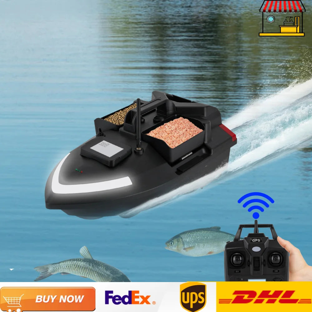 Rechargeable Fishing Bait Boat 500m Remote Control GPS Bait Boat Fish Finder with 1 Charger 2kg Load