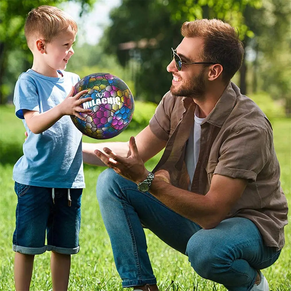 Reflective Soccer Ball Luminous Footballs Night Glowing Soccer 4/5 Ball Light Up Training Football Match Ball For Kids Children