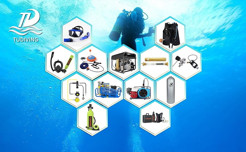 TUDIVING-Portable 4500Psi Pcp Air Compressor,High Pressure Compressor Paintball Scuba Compressor HPA Pump Fill Station Auto-Stop