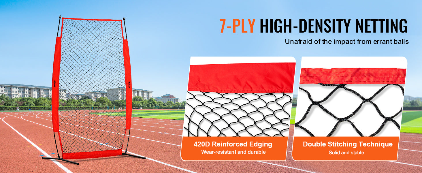 VEVOR Baseball Screen for Batting CageBaseball & Softball Safety Screen Body Protector Portable Batting Screen Bag Red Black