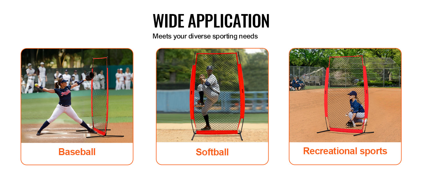 VEVOR Baseball Screen for Batting CageBaseball & Softball Safety Screen Body Protector Portable Batting Screen Bag Red Black