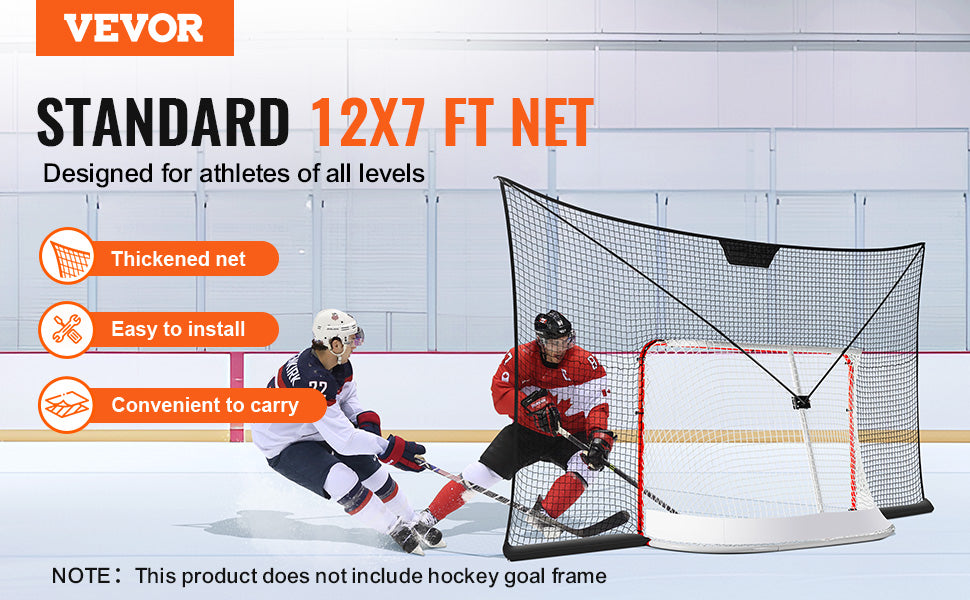 VEVOR 12x7ft Hockey Goal Backstop Net Street Hockey Sports Backstop Netting Portable Outdoor Hockey Training Net Target Net