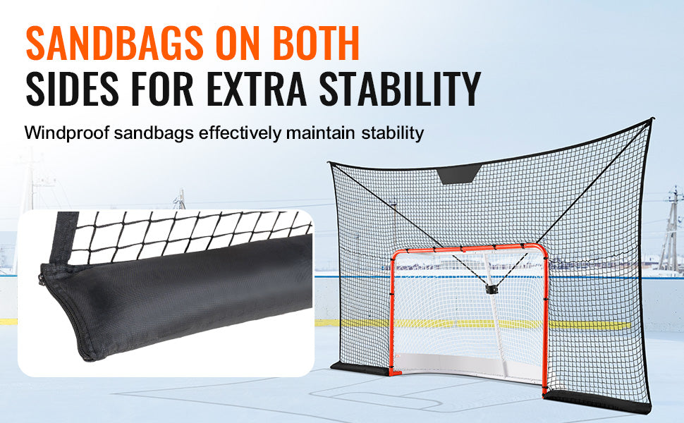 VEVOR 12x7ft Hockey Goal Backstop Net Street Hockey Sports Backstop Netting Portable Outdoor Hockey Training Net Target Net